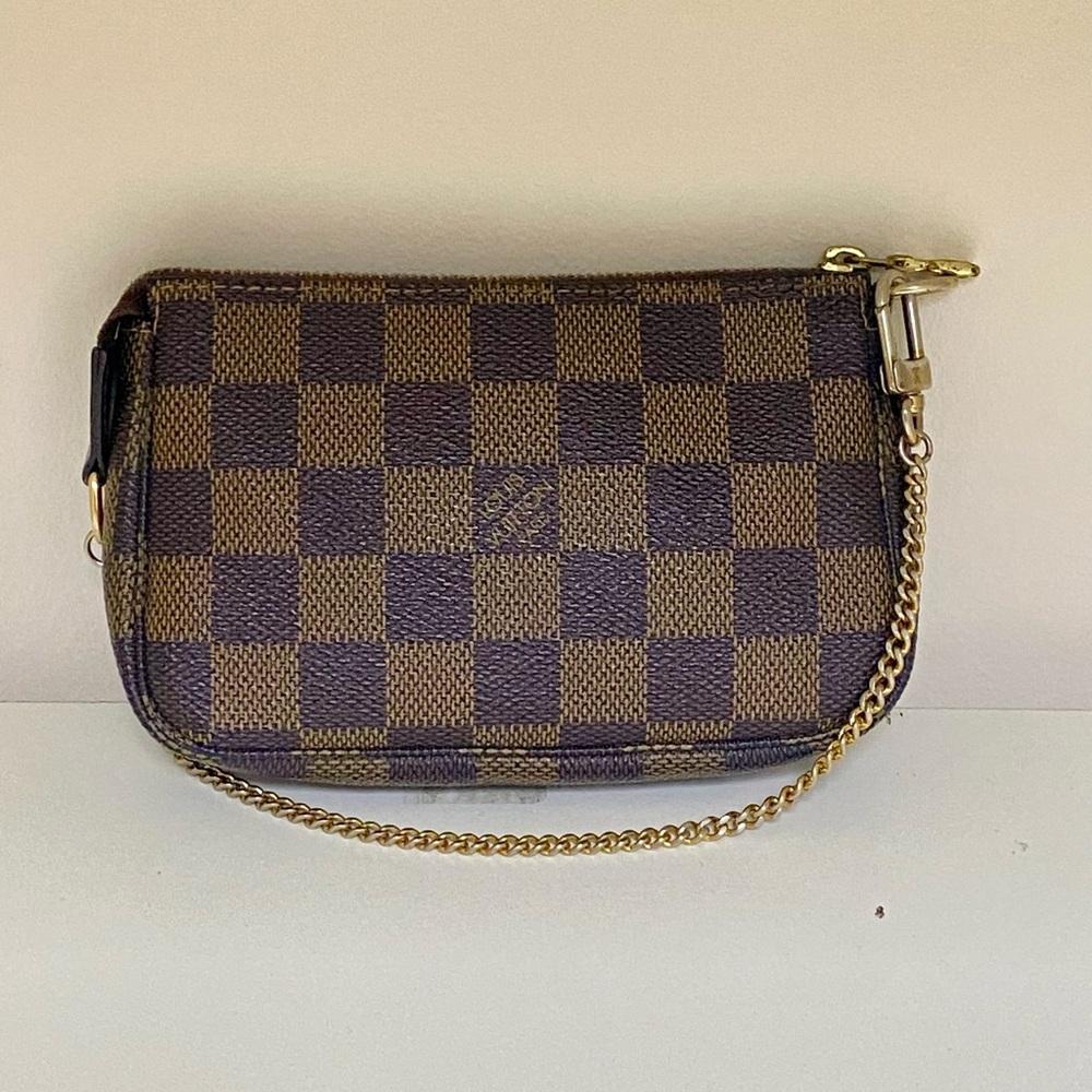 Louis Vuitton Mini Pochette Accessoires Brown Damier Ebene Pouch Brown Canvas